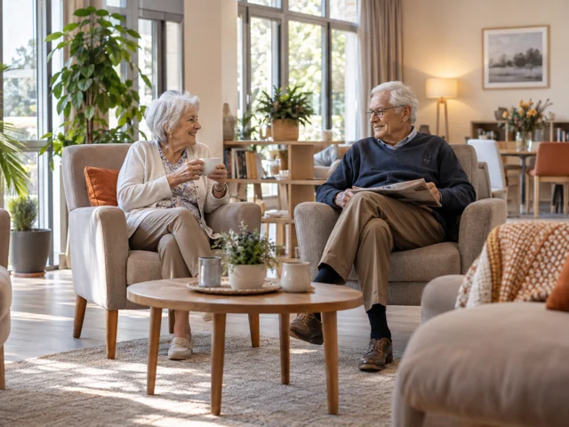 Salon collectif dans une résidence pour seniors