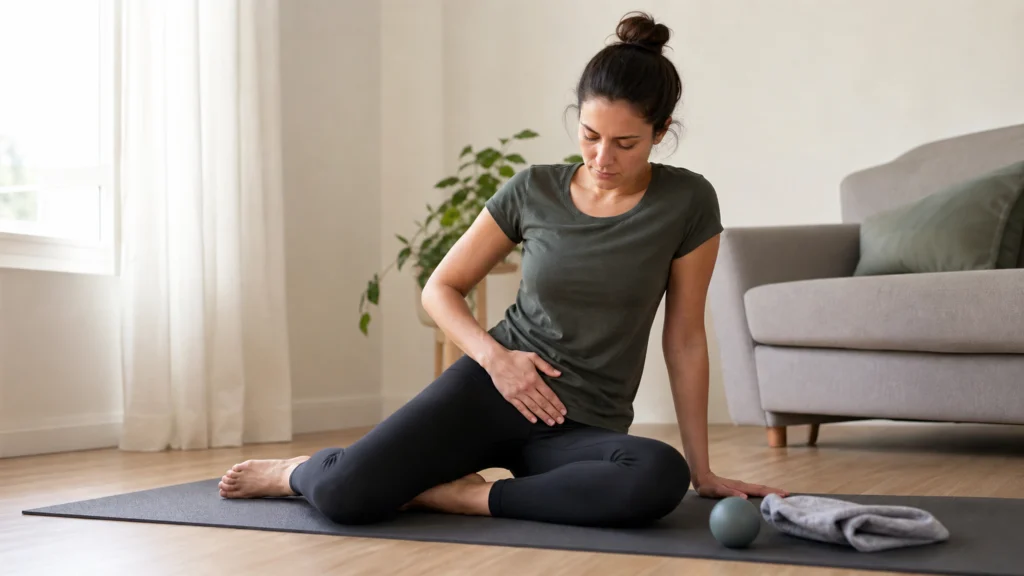 Illustration éditoriale pour l’article « Douleur au psoas et symptômes : bien identifier et soulager »