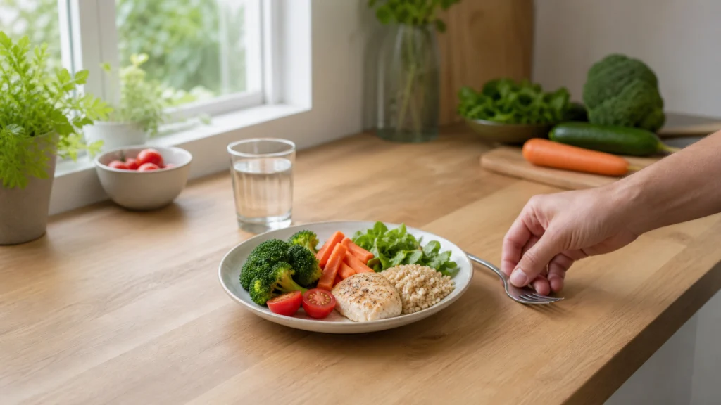 Illustration éditoriale pour l’article « Régime 1600 calories et perte poids : le guide pour réussir »