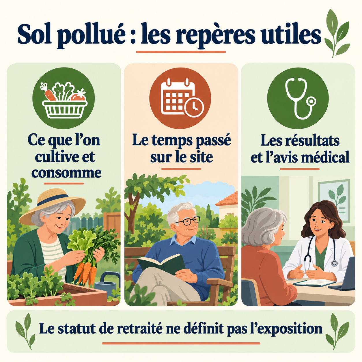 Usages du potager, durée de séjour et situation médicale guident l’évaluation.