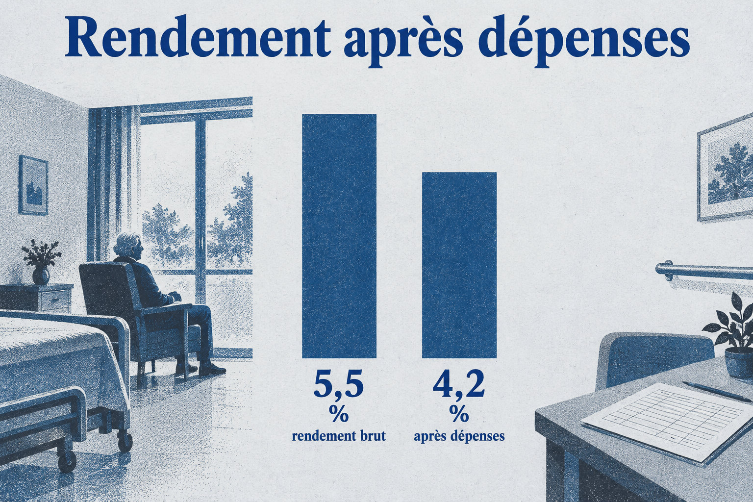Le rendement brut de 5,5 % passe à 4,2 % après dépenses.