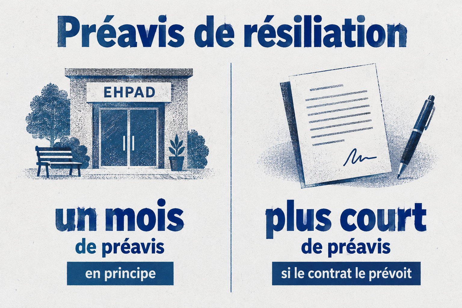 Le préavis de résiliation dure en principe un mois, mais le contrat peut prévoir une durée plus courte.