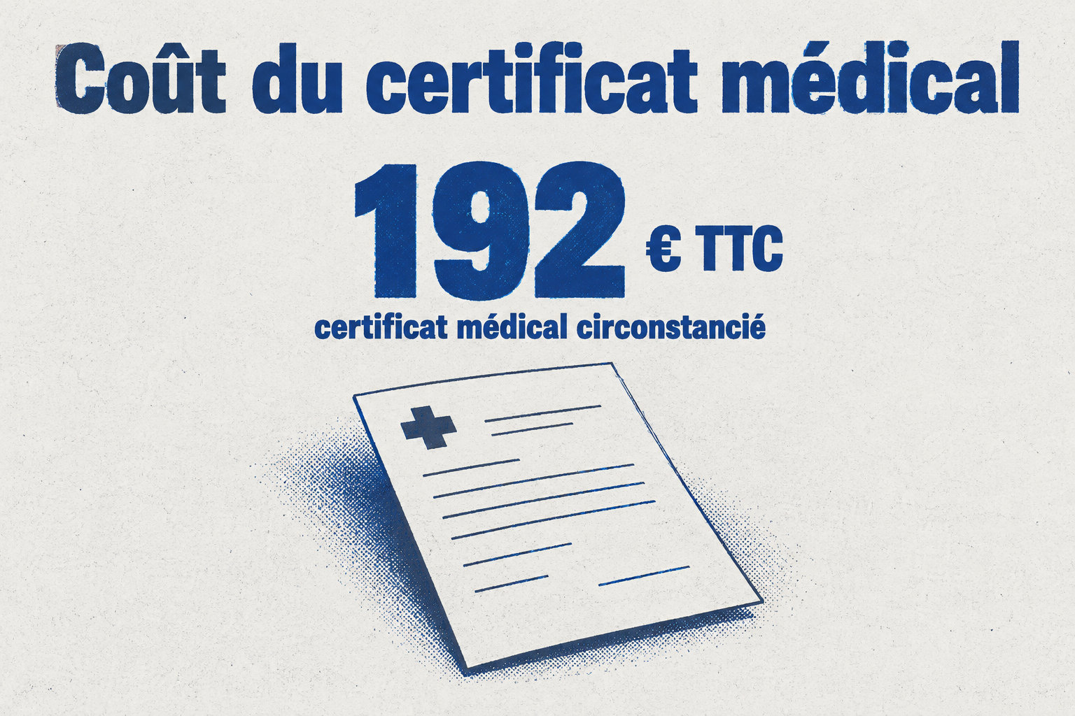 Le certificat médical circonstancié coûte 192 € TTC et constitue le principal frais éventuel de la procédure.